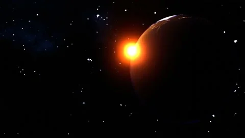 Stunning Earth In Space With Rotation. 4K Animation Solar System Render Stock Footage 233532809