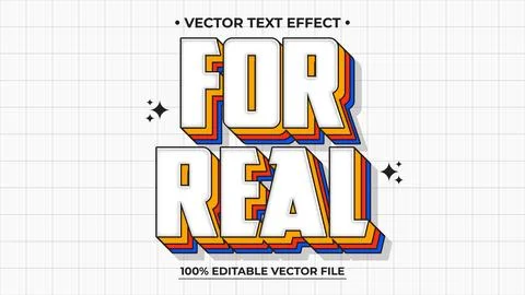 Stunning editable vector text effect for 'For Real' in bold modern style Ilustración de archivo