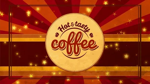 Stunning elderly refined themed caffeine shop sticker with red and mustard color Vidéo 129323726