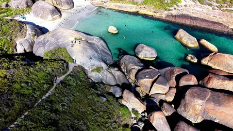 Stunning Elephant Rocks Beach of William Bay National Park with turquoise Water Video stock 329802251