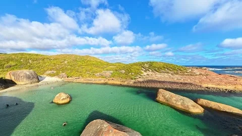Stunning Elephant Rocks Beach of William Bay National Park with turquoise Water Video stock 329805597