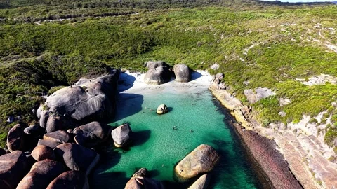 Stunning Elephant Rocks Beach of William Bay National Park with turquoise Water Video stock 329805900