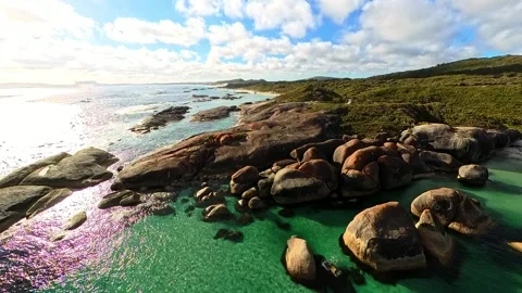 Stunning Elephant Rocks Beach of William Bay National Park with turquoise Water Video stock 329805940