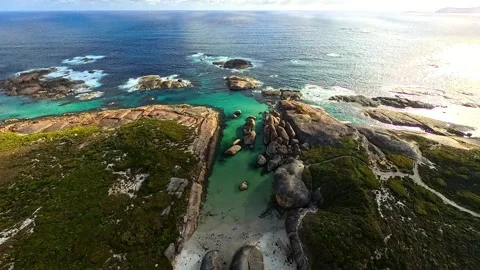 Stunning Elephant Rocks Beach of William Bay National Park with turquoise Water Video stock 329807166