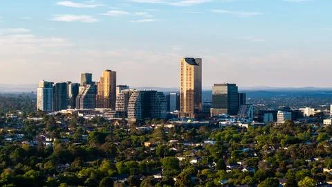 Stunning Elevated View of Melbourne's Modern Skyline with Eureka Tower Agai.. Stock Photos