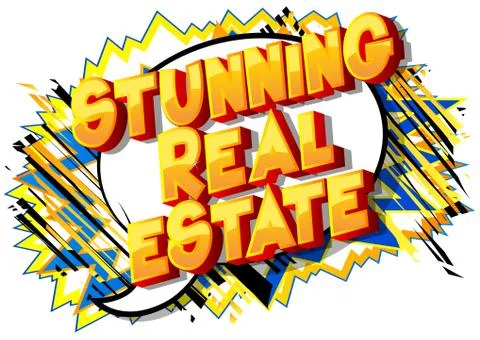 Stunning Estate - Vector illustrated comic book style phrase on abstract back Stock-Illustration