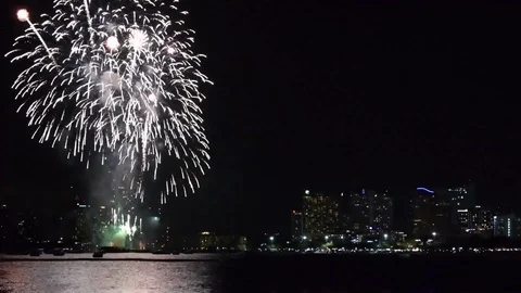 Stunning Firework Display over the Sea - Pattaya, Thailand Video stock 91226819
