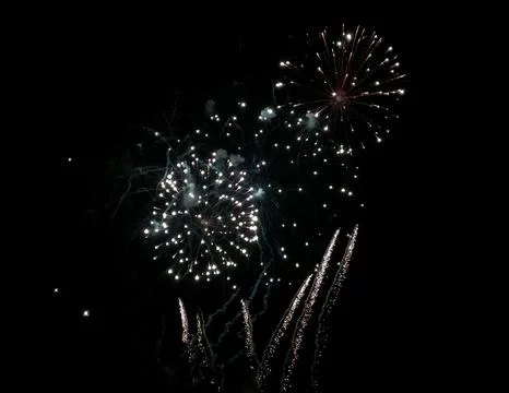 Stunning fireworks display exploding against a dark night sky. Foto stock