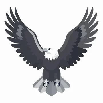 Stunning flat vector illustration of a single majestic bald eagle with spre.. 스톡 일러스트