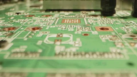 Stunning focus rack of connections an a printed circuit board Video stock 315629700