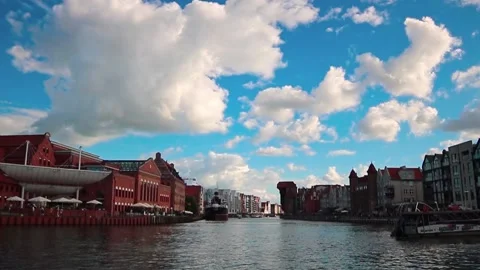 Stunning Gdansk Panorama Summer Clouds Sunny Stock Footage 201728922