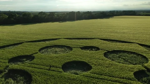 Stunning Geometric Crop Circle Drone 4K Gliding Over 8th June 2021 Stock Footage 155578348