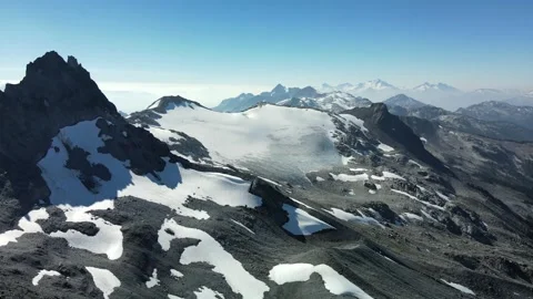 Stunning Glacier View with Epic Volcanic Mountains, Aerial Panning Shot Stock Footage 289557545