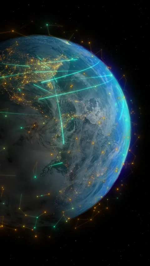 Stunning global view of Earth from space, illuminated continents Stock Footage 283460979