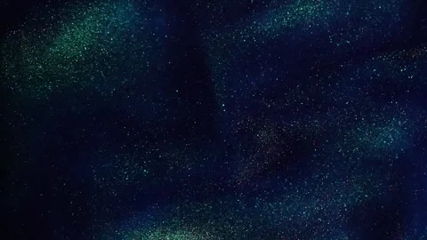 Stunning Gold Dust Particles in Slow Motion in a Blue Fluid with Green Hues. Video stock 240585620