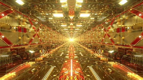 Stunning Gold Sci-Fi Tunnel Loop Stock Footage 256134103
