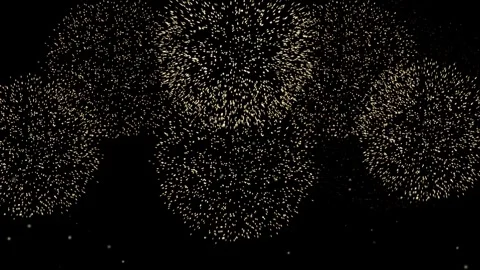 Stunning golden fireworks exploding in night sky creating shimmering light .. Stock Footage 332749694
