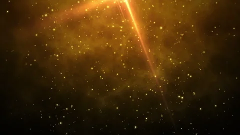 Stunning Golden Light Rays Illuminate a Starry Background Stock Footage 320308211