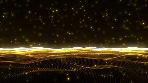 Stunning Golden Particle Wave Motion Background Video stock 345814267