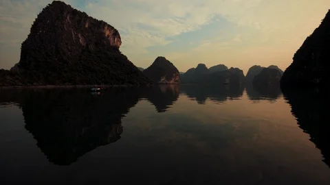 Stunning Ha Long Bay at Sunset - Vietnam. October 2019 Stock Footage 118980302