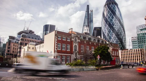 Stunning HD time lapse of Aldgate, London with the Gherkin and Leadenhall behind Stock Footage