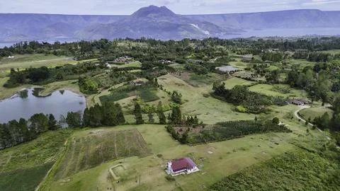 Stunning high-angle aerial drone view of a beautiful church Stock-Fotos