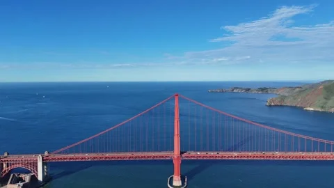 A stunning high-angle aerial view of the Golden Gate Bridge spanning the Stock Footage 337824782