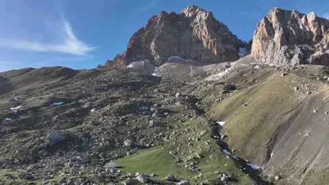 Stunning High-Angle View of Majestic Mountains and Rocky Terrain Stock Footage 341977747