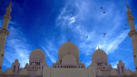 Stunning Islamic architecture of Sheikh Zayed Grand Mosque in Abu Dhabi Stock Footage 344410568