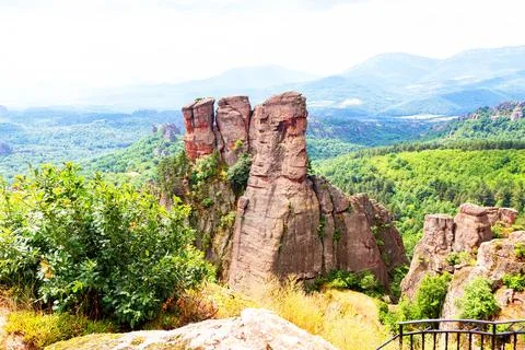 Stunning landscape of the rock phenomenon Belogradchiski skali, Bulgaria Stock Photos