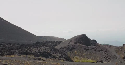 Stunning landscape view of the side of Etna volcano on Sicily, Italy, 4k Video stock 332714059