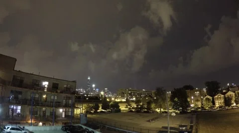 Stunning lighting storm timelapse over Willis Tower (4K) 動画素材 54036670