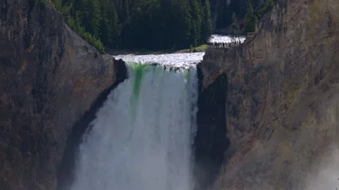The stunning Lower Falls located in the breathtaking Yellowstone National Park Stock Footage 313562869