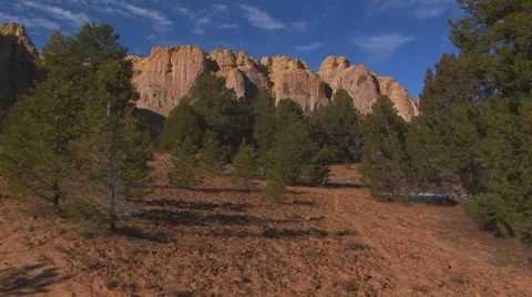 Stunning majestic cliffs with pine trees Stock Footage 60737122