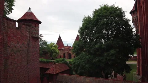 Stunning Malbork Teutonic Castle Tower Wall Panorama Stock Footage 201891280