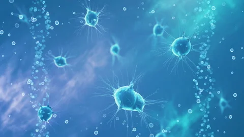 Stunning Microscopic View of Glowing Cells in a Dynamic Scientific Setting Stock Footage 339051218