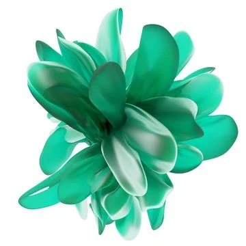 Stunning mint turquoise abstract 3D blossom with fluid petal shapes isolated  库存插图
