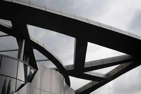 Stunning Modern Architecture Featuring Bold Lines and Geometric Shapes Unde.. Stock Photos