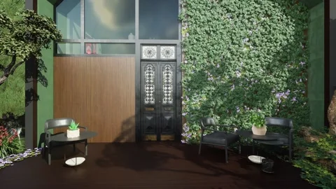 Stunning Modern A Frame Architectural Cabin Seamlessly Integrated into a Lush Stock Footage 325636924
