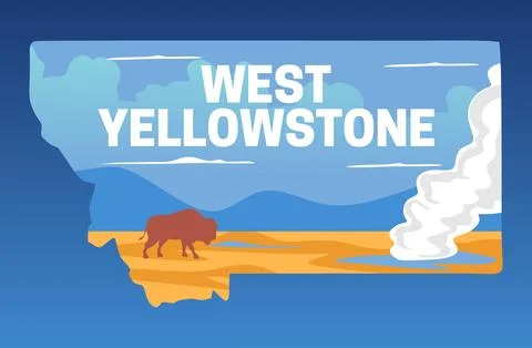 Stunning mountain and sky views in West Yellowstone, Montana Stock Illustration
