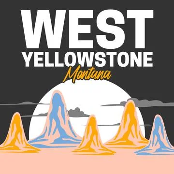 Stunning mountain and sky views in West Yellowstone, Montana Stock Illustration