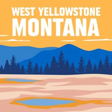 Stunning mountain and sky views in West Yellowstone, Montana Stock Illustration