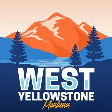 Stunning mountain and sky views in West Yellowstone, Montana Stock Illustration
