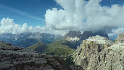 Stunning mountain view with clouds in the Dolomites Stock Footage 320293395