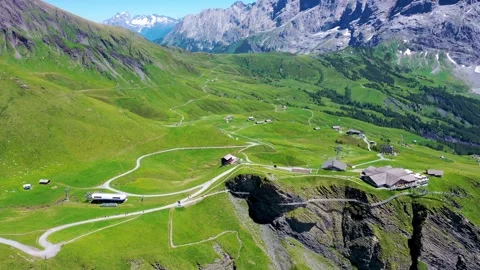 Stunning Nature Walking Path On Top Of The Mountain in the Alps Stock Footage 246787869