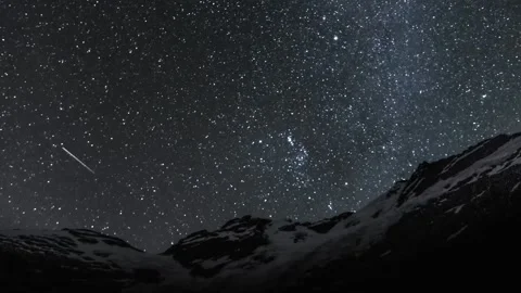 Stunning Night Sky Time-Lapse Featuring Star Cluster and Shooting Stars Stock Footage 315099282