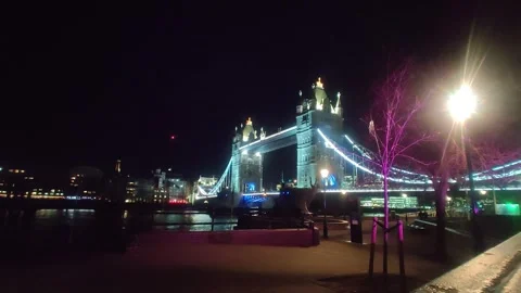 A Stunning Night View Tower Bridge London 11 January 2024 Stock Footage 301104214