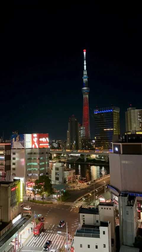 A stunning nighttime cityscape timelapse  the iconic Asakusa ,  Tokyo 스톡 동영상 315588474