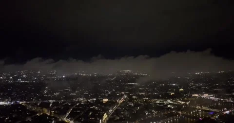 Stunning nighttime view of Paris captured from the Eiffel Tower Stock-Footage 323223308
