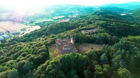 Stunning Orbit-Castle Sammezzano-Aerial drone 4K flight view-Tuscany Italy Stock-Footage 197704553
